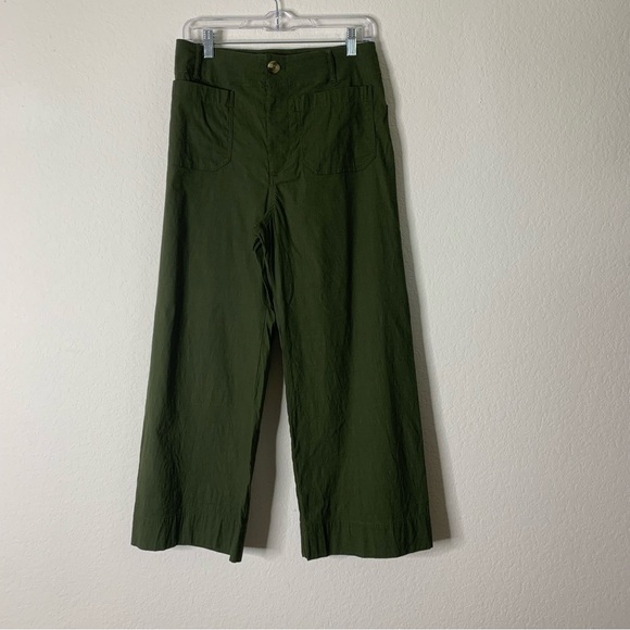 Maeve Pants - Maeve by Anthropologie the Colette green wide leg crop pants 28